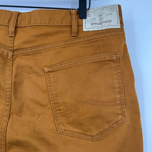 Patagonia men's size 36 were straight fit cut off raw hem worn in brown twill je - Picture 7 of 15